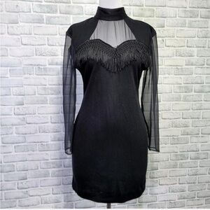 Elegant Black Sheer Sleeve Dress